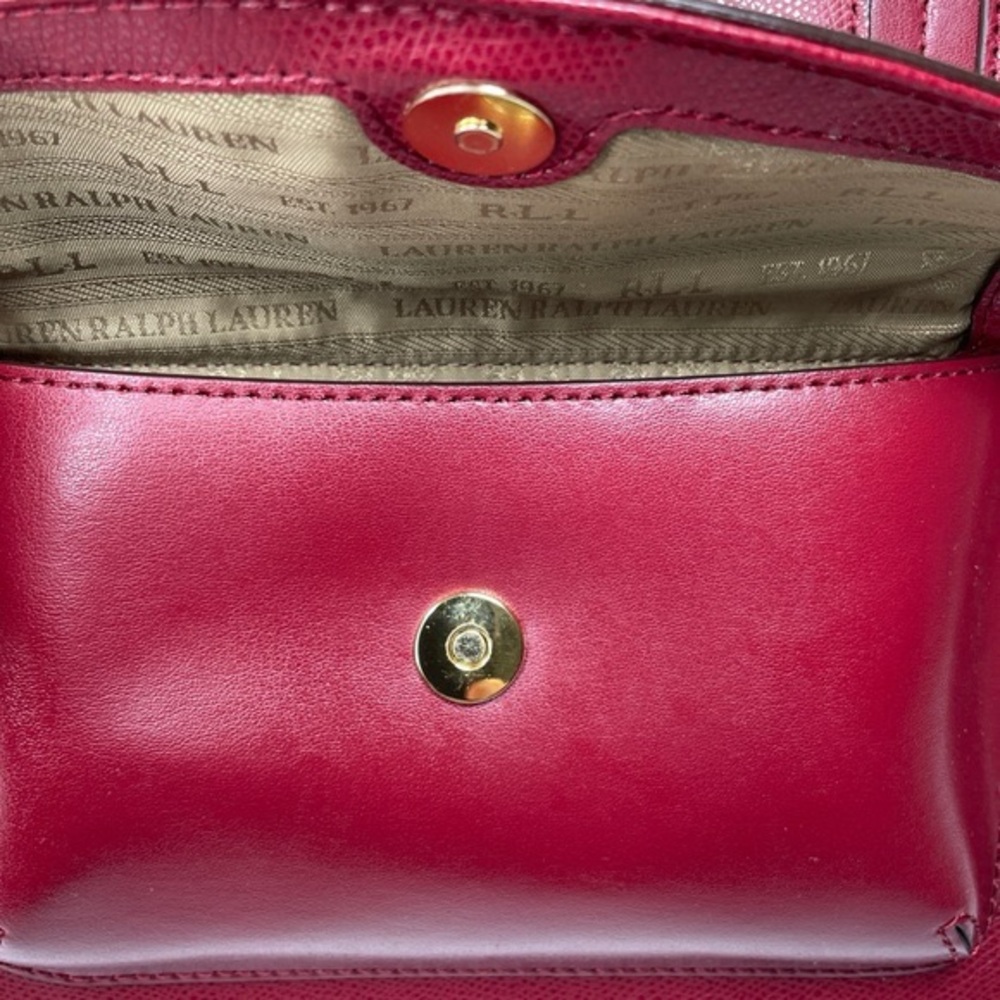 New Lauren Ralph Lauren RLL Red LeatherTote - Picture 7 of 11